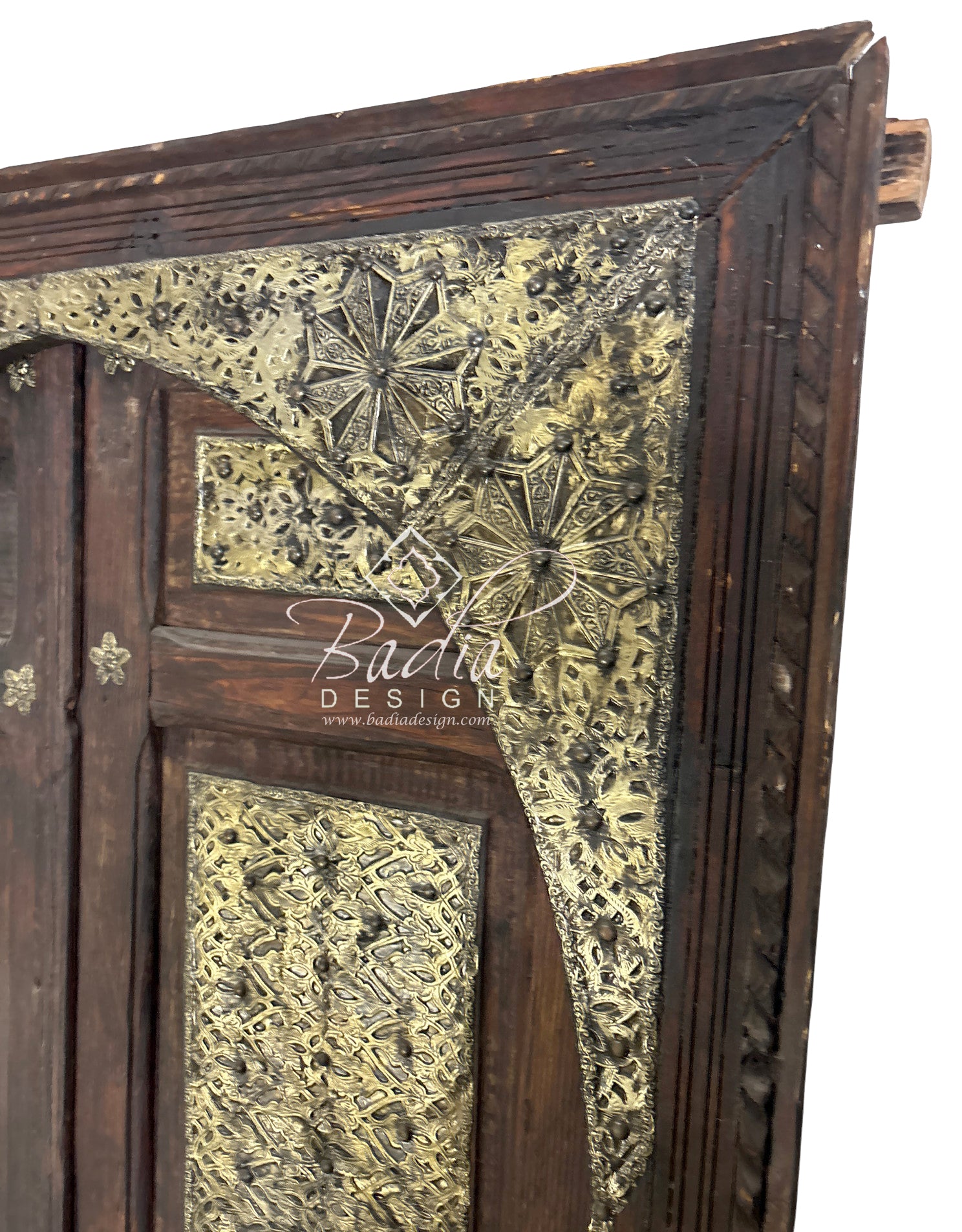 Arched Double Door with Decorative Metal Inlay