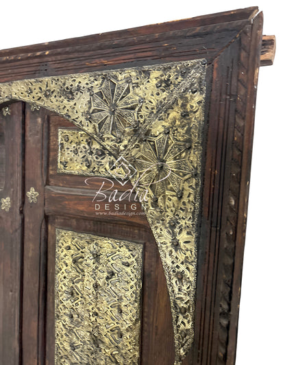 Arched Double Door with Decorative Metal Inlay