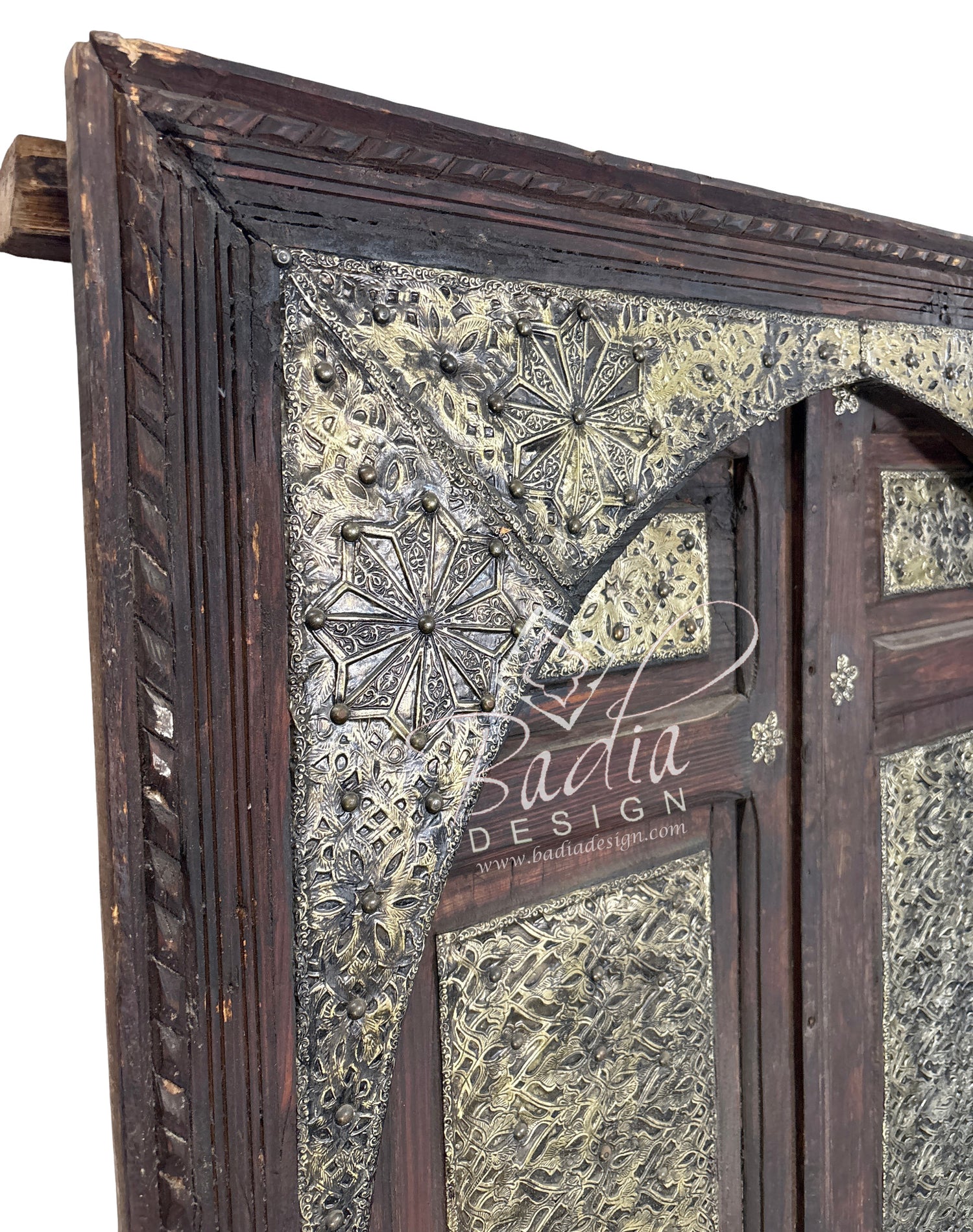 Arched Double Door with Decorative Metal Inlay