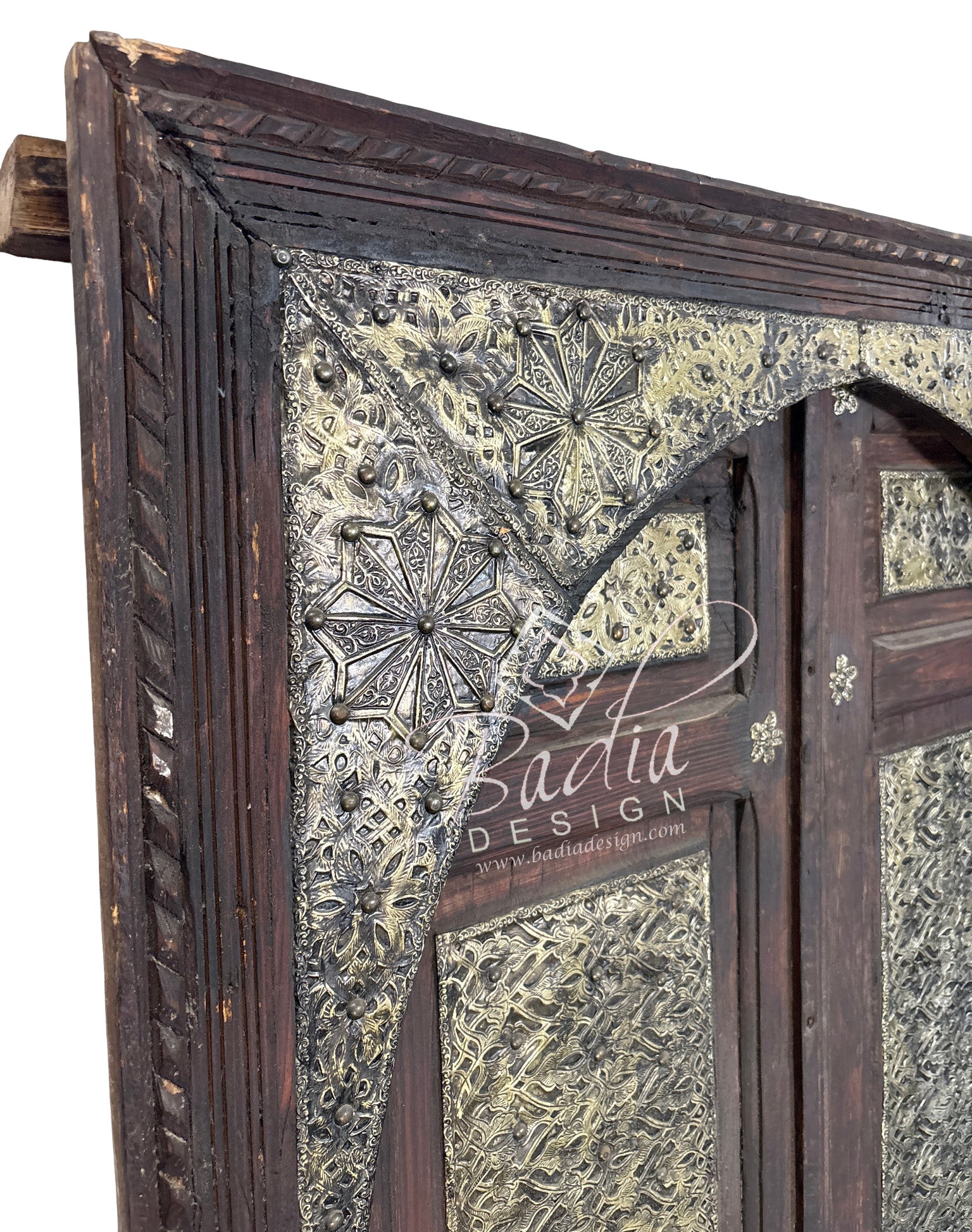 Arched Double Door with Decorative Metal Inlay
