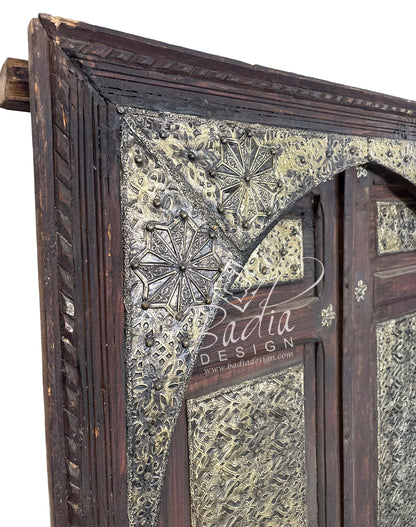 Arched Double Door with Decorative Metal Inlay