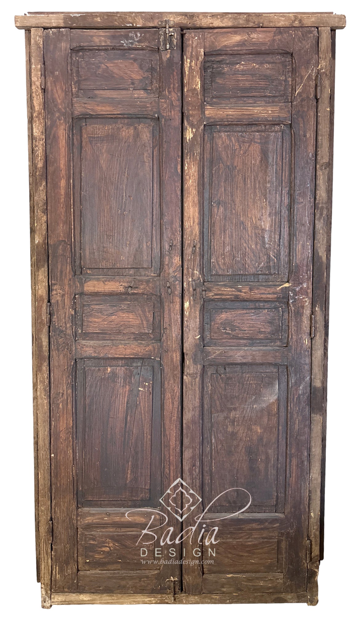 Arched Double Door with Decorative Metal Inlay