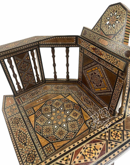 Moroccan Mother of Pearl Hand-Carved Inlay Chair