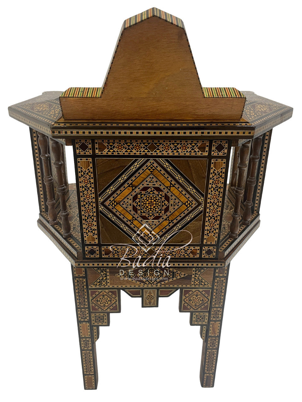 Moroccan Mother of Pearl Hand-Carved Inlay Chair