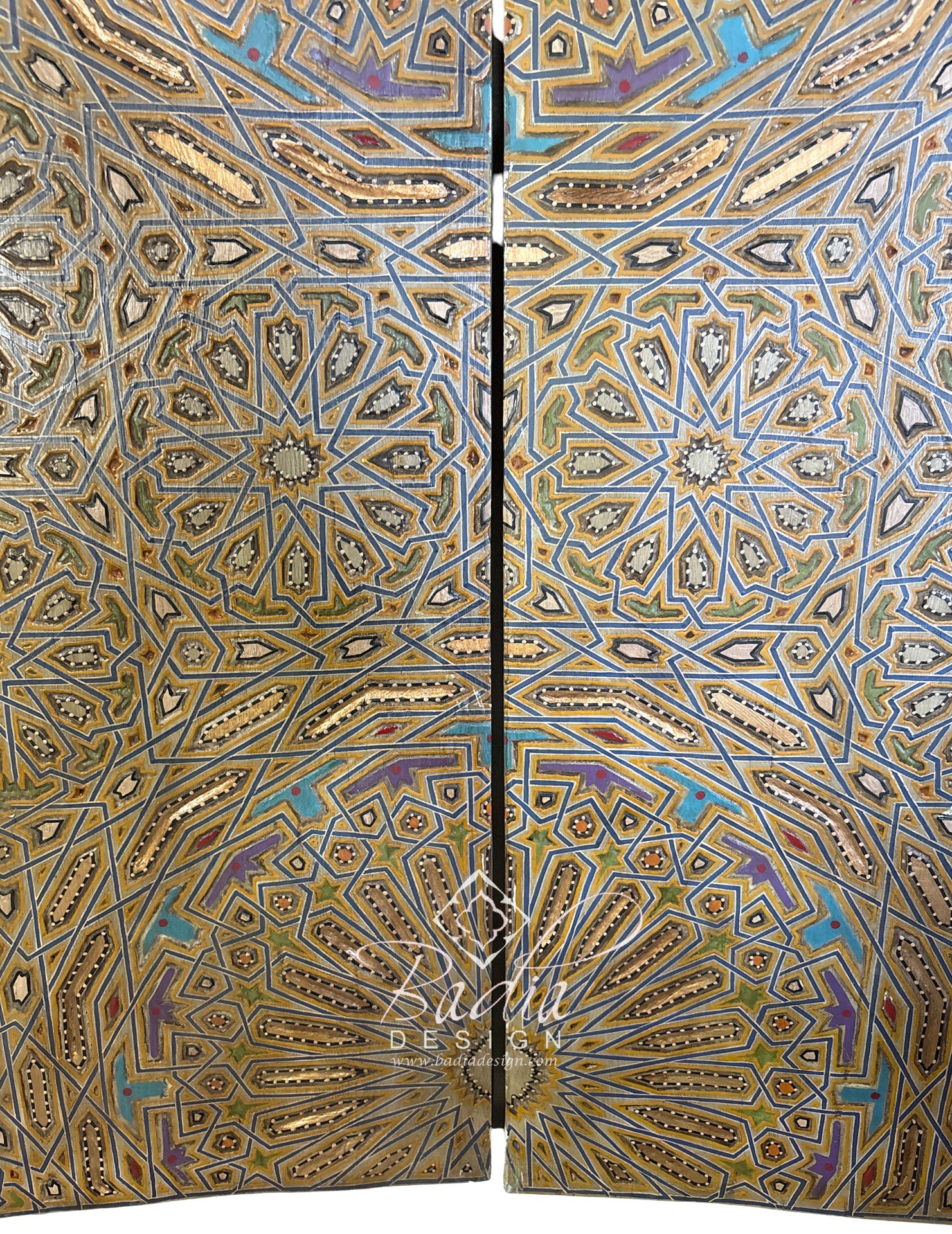 Wooden Door with Hand Painted Geometric Designs
