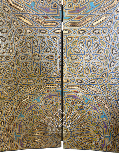 Wooden Door with Hand Painted Geometric Designs