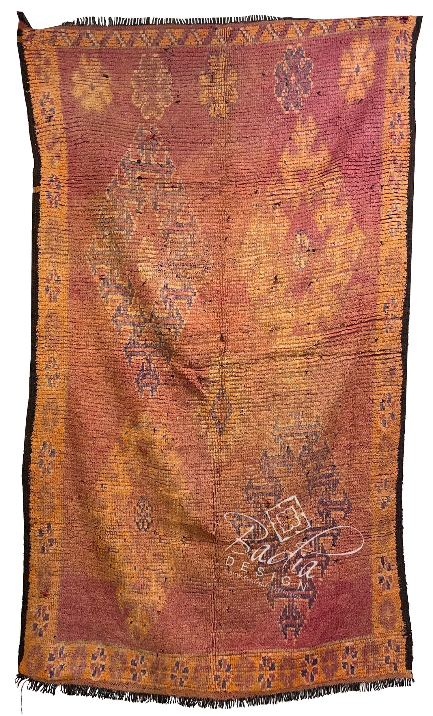 Authentic Red Moroccan Rug with Tribal Designs