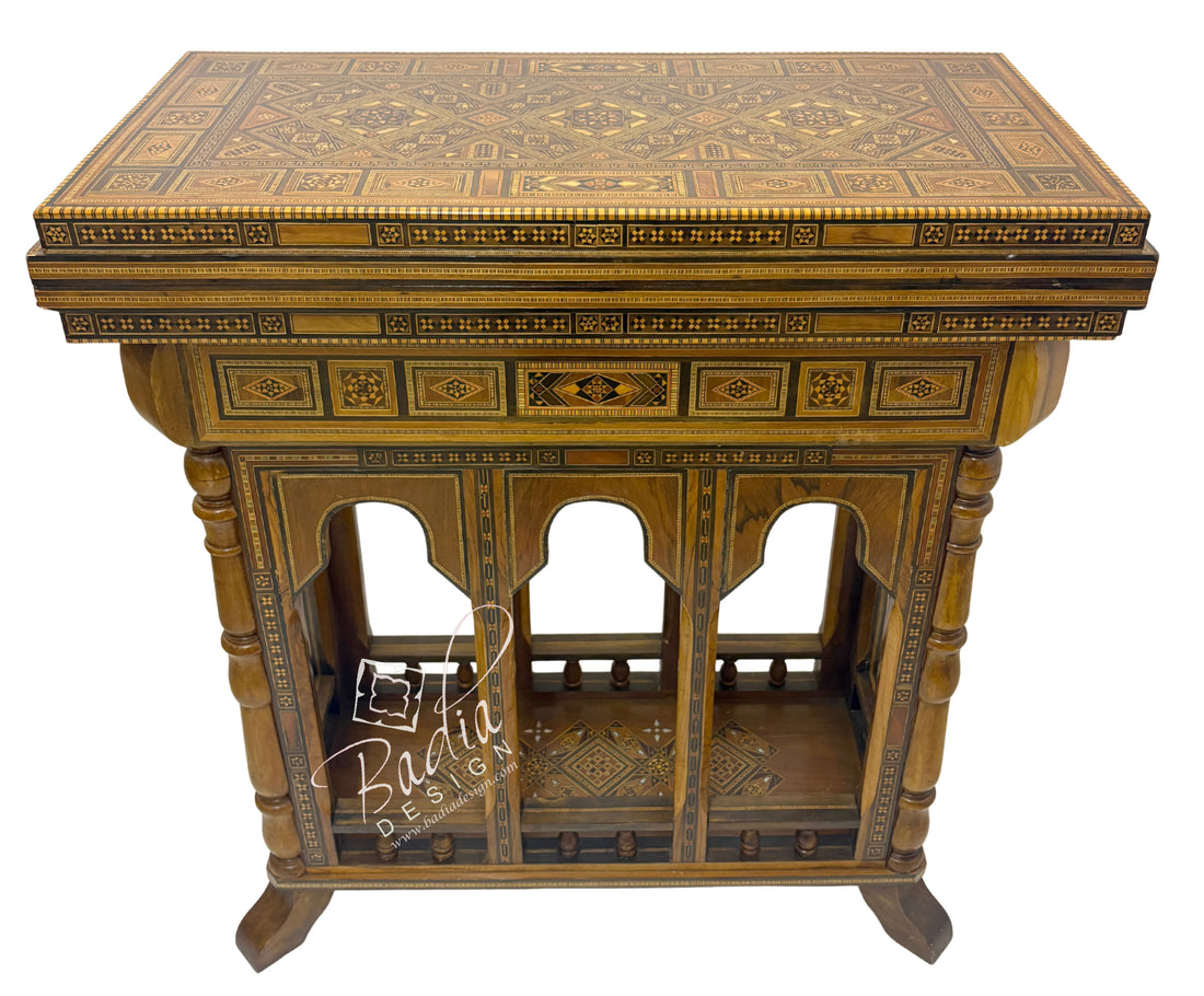 Inlaid Syrian Design Backgammon Board Game Table