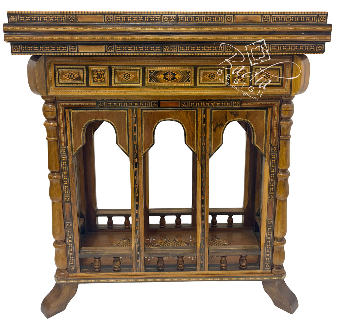Inlaid Syrian Design Backgammon Board Game Table
