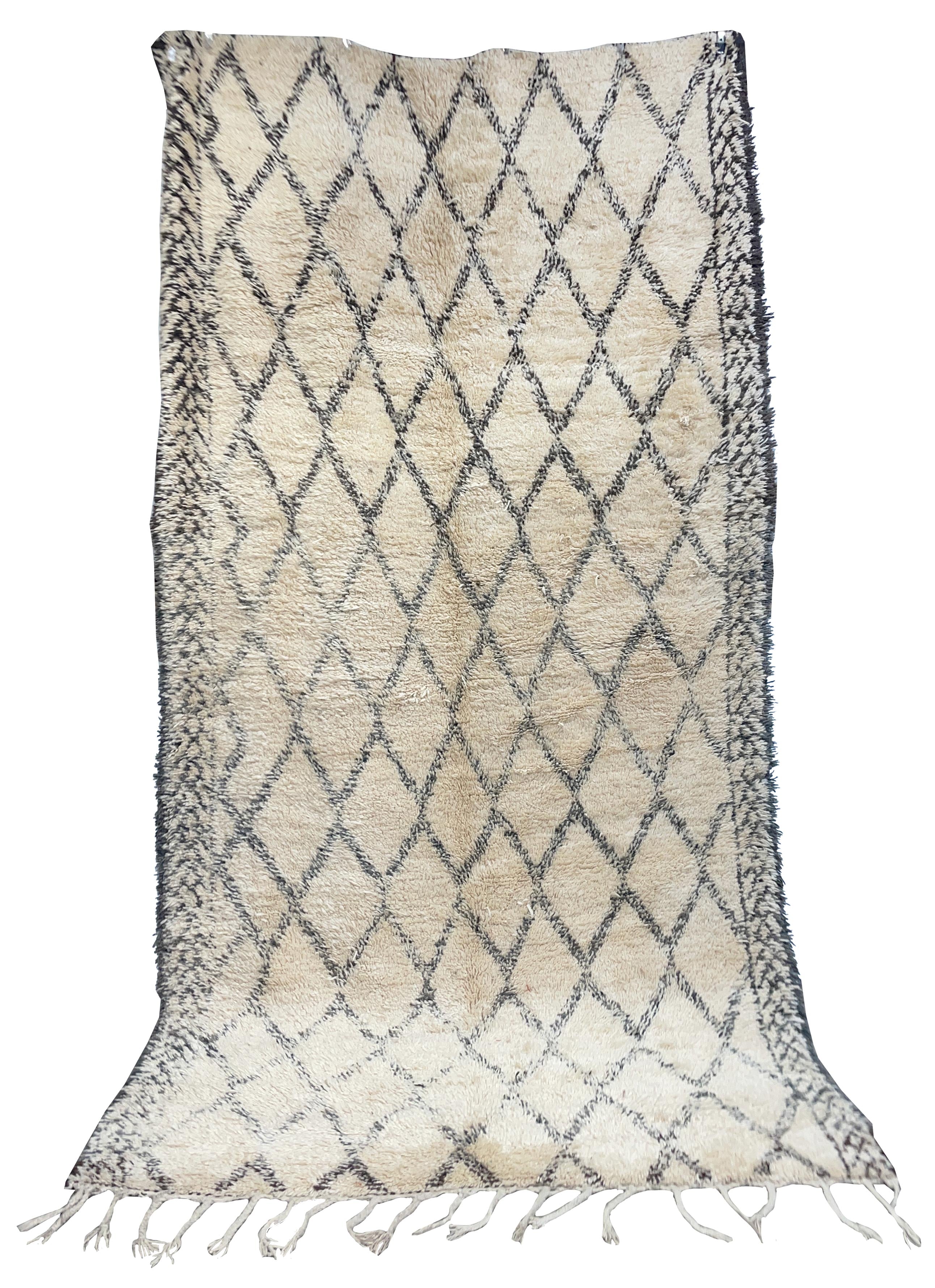 Beige Color Authentic Handmade Moroccan Rug