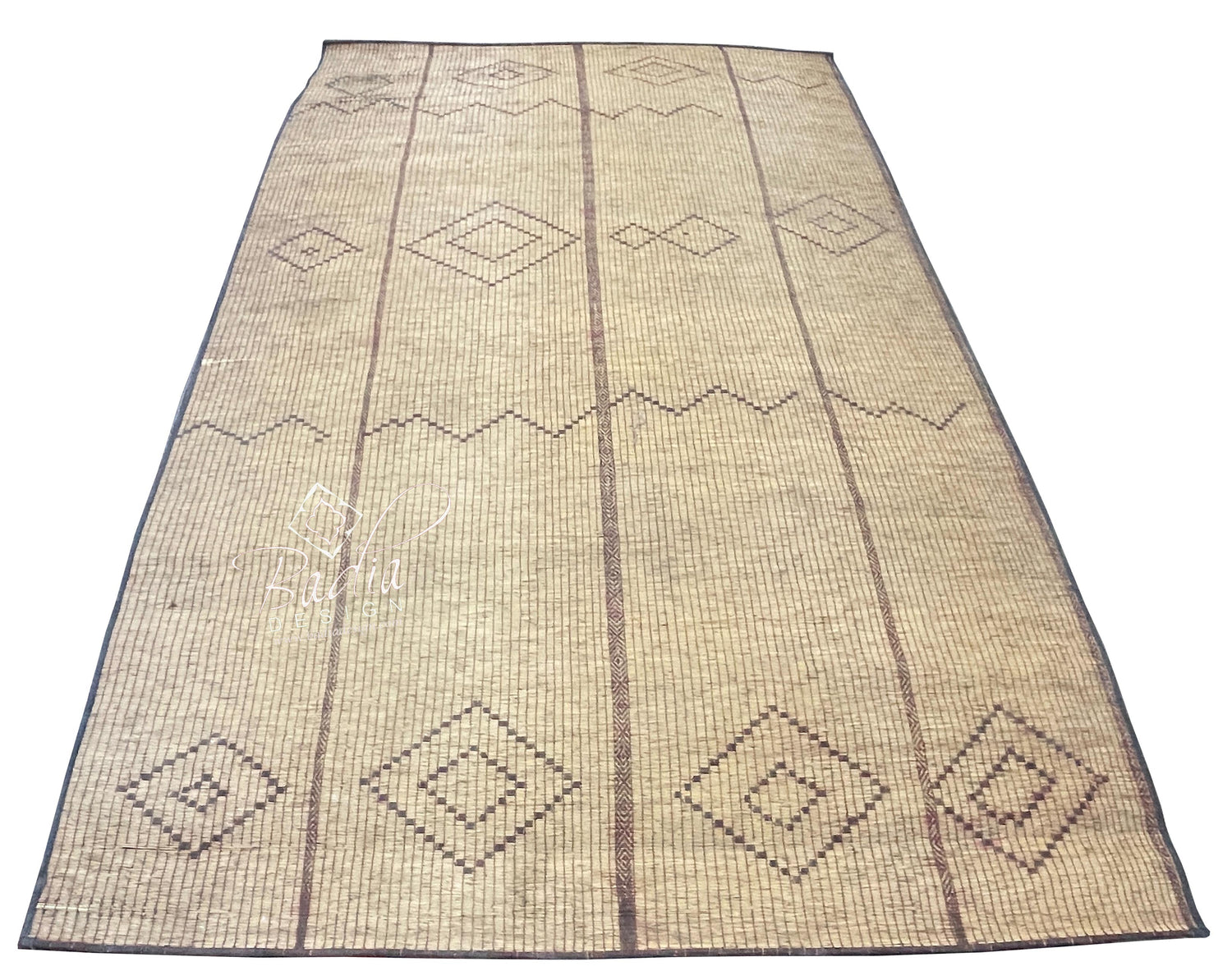 Large Handwoven Berber Designed Straw Mat