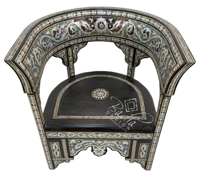 Intricate White Mother of Pearl Inlay Chair