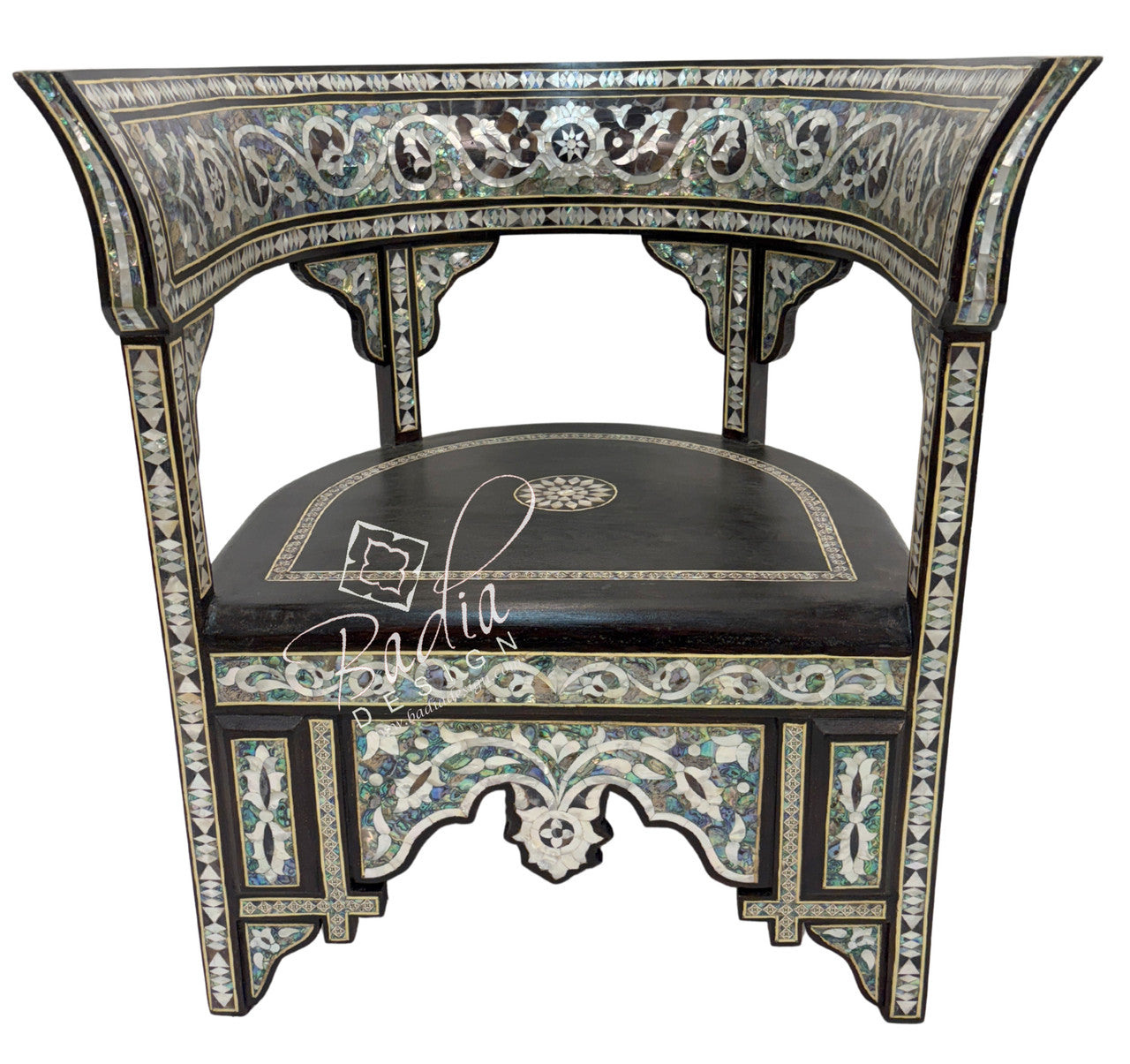 Intricate White Mother of Pearl Inlay Chair