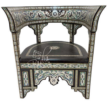 Intricate White Mother of Pearl Inlay Chair