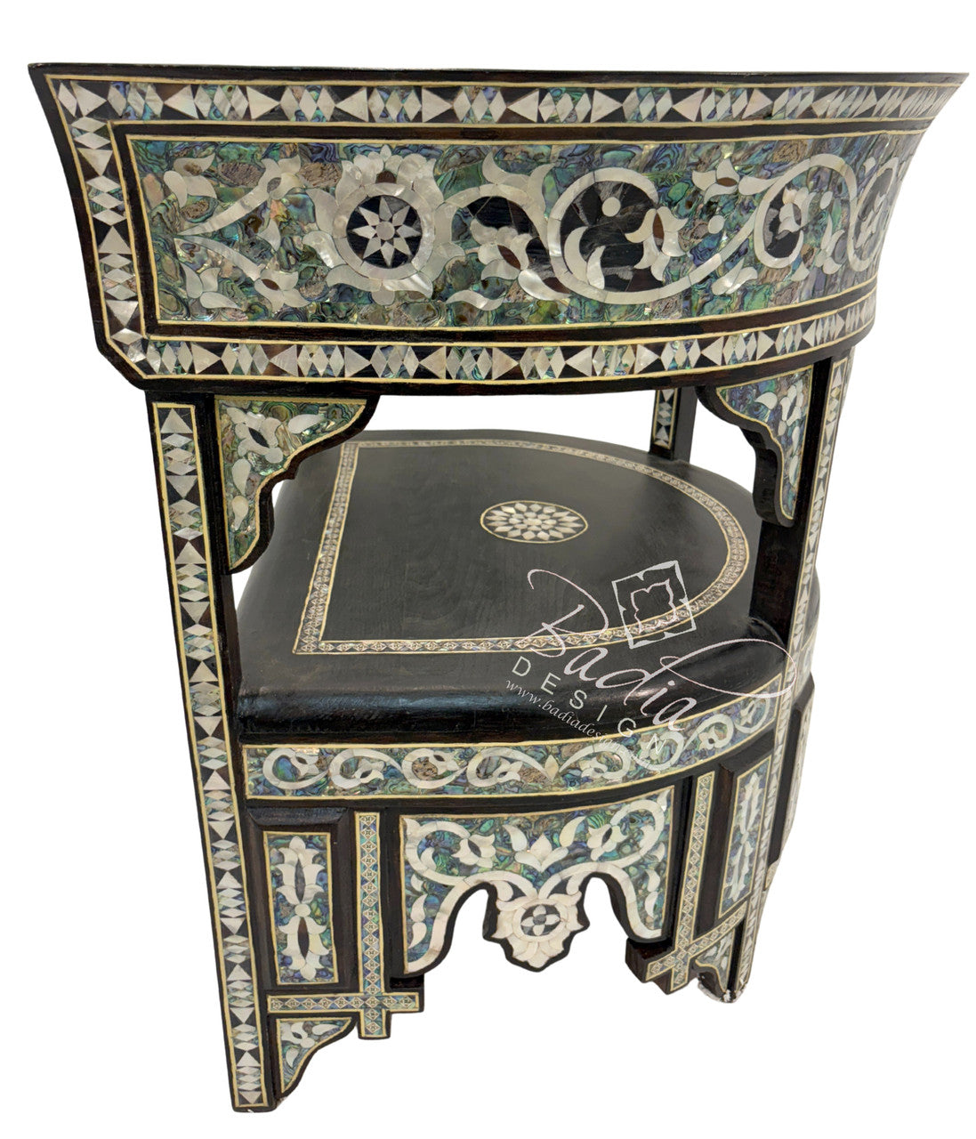 Intricate White Mother of Pearl Inlay Chair