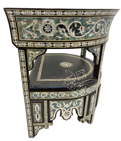 Intricate White Mother of Pearl Inlay Chair