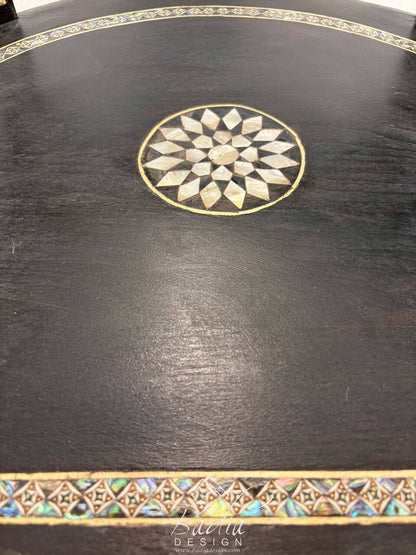 Intricate White Mother of Pearl Inlay Chair