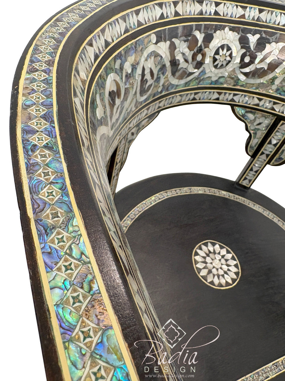 Intricate White Mother of Pearl Inlay Chair
