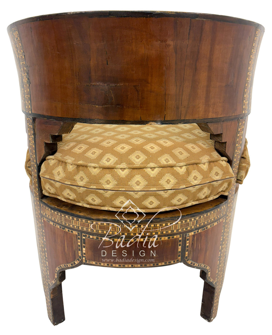 Handcrafted Mother of Pearl Inlay Chair with Cushion