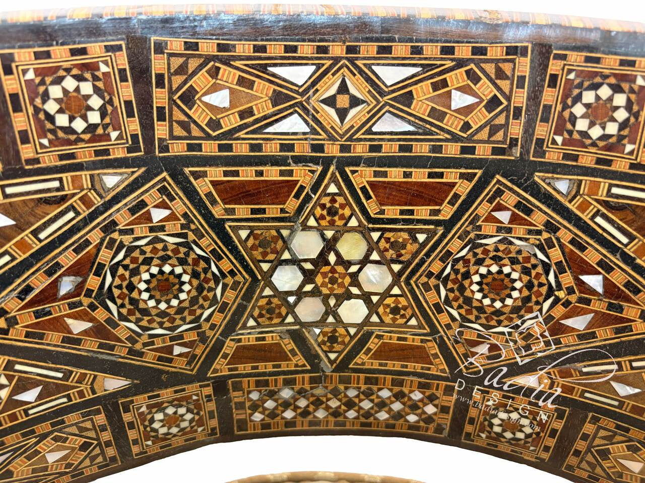 Handcrafted Mother of Pearl Inlay Chair with Cushion