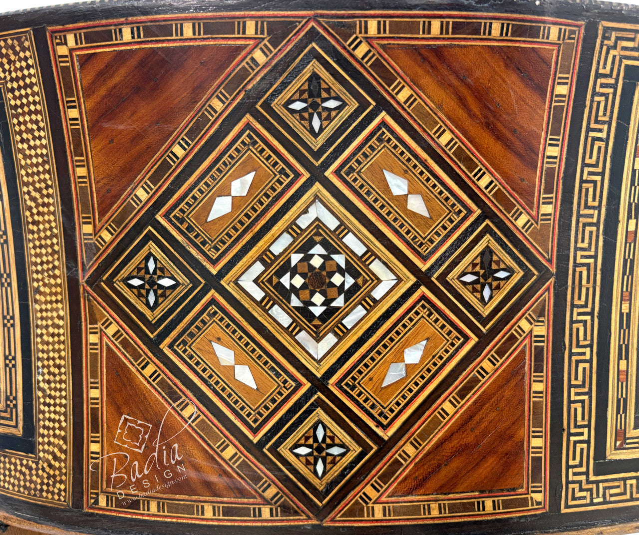 Handcrafted Mother of Pearl Inlay Chair with Cushion