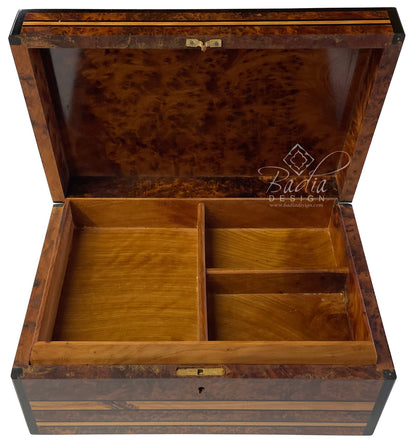 Wooden Thuya Jewelry Box with Storage Compartment