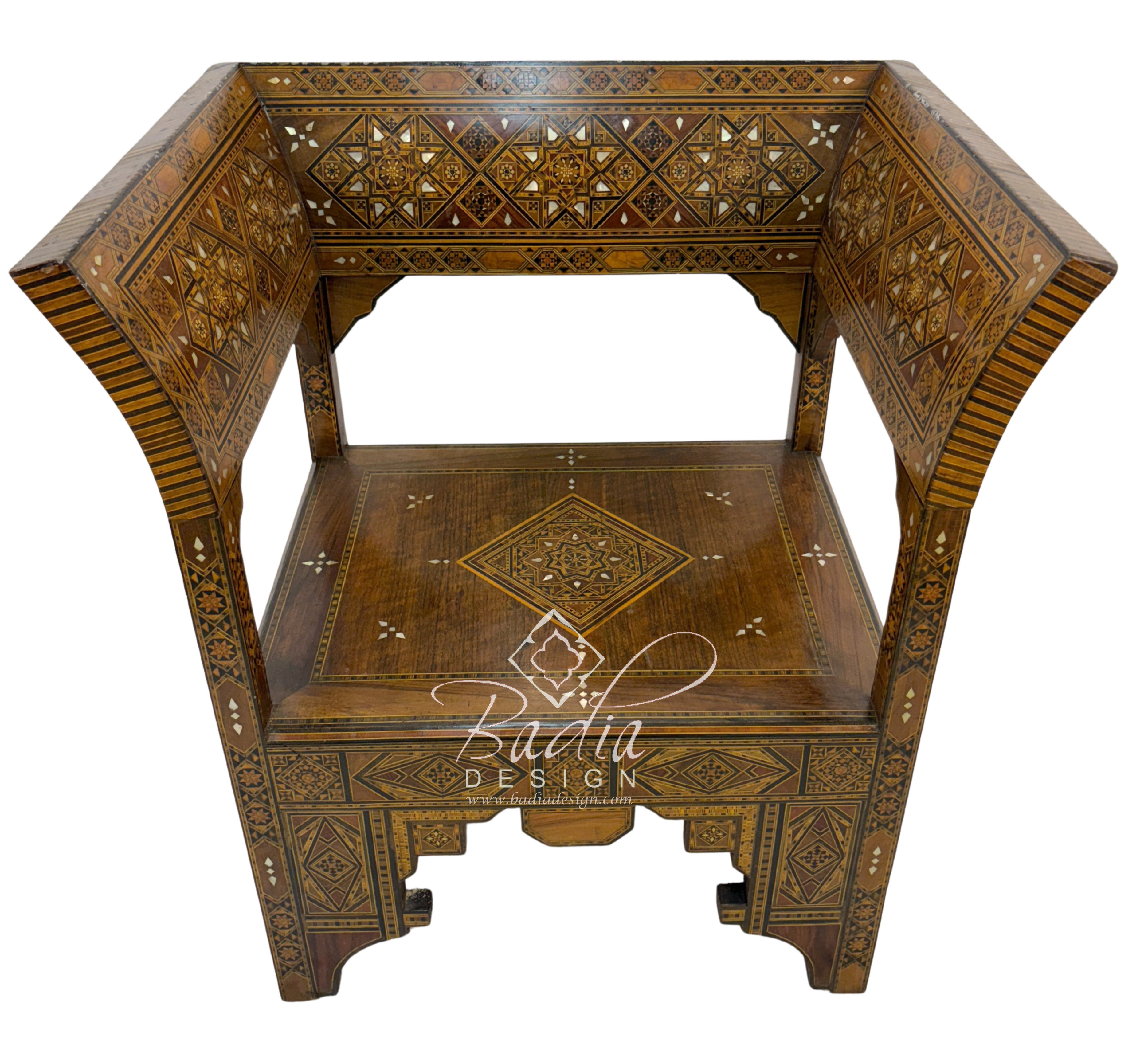 Handcrafted Mother of Pearl Inlay Chair
