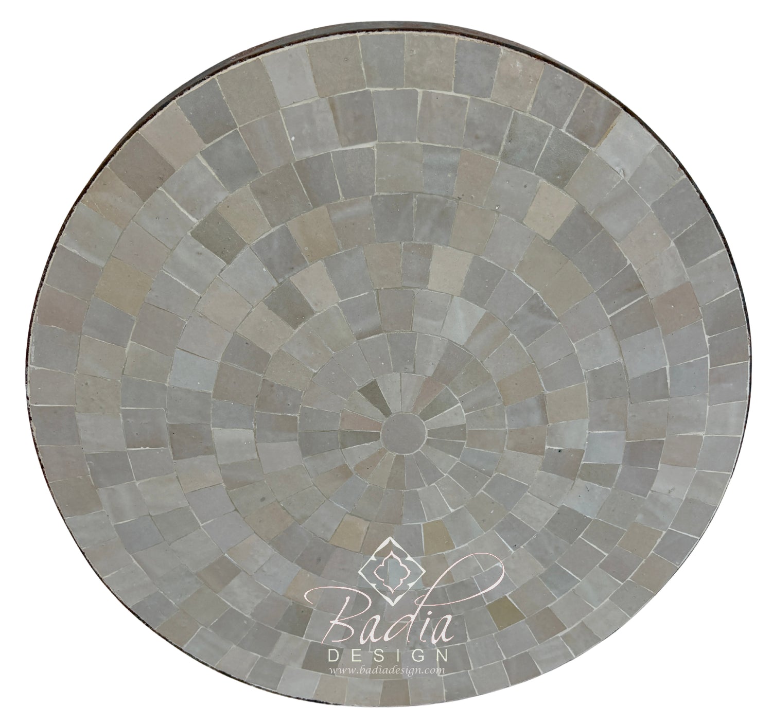 24" Round Beige Multi-Shade Tile Table Top