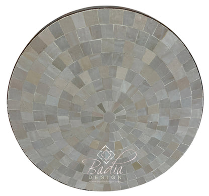 24" Round Beige Multi-Shade Tile Table Top