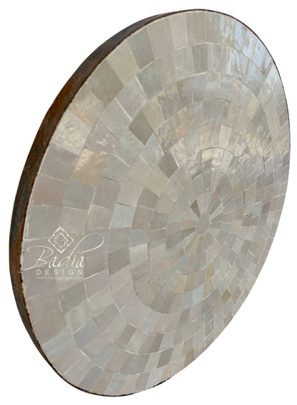 24" Round Beige Multi-Shade Tile Table Top