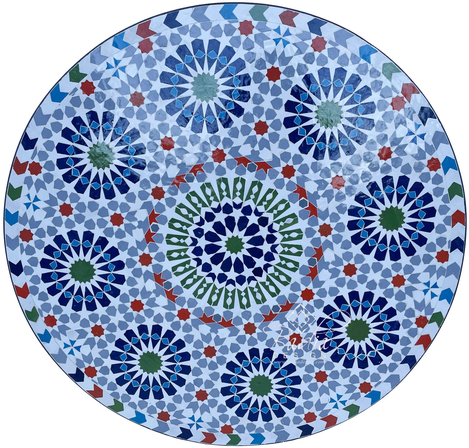 36" Intricately Designed and Vivid Color Ceramic Tile Table Top