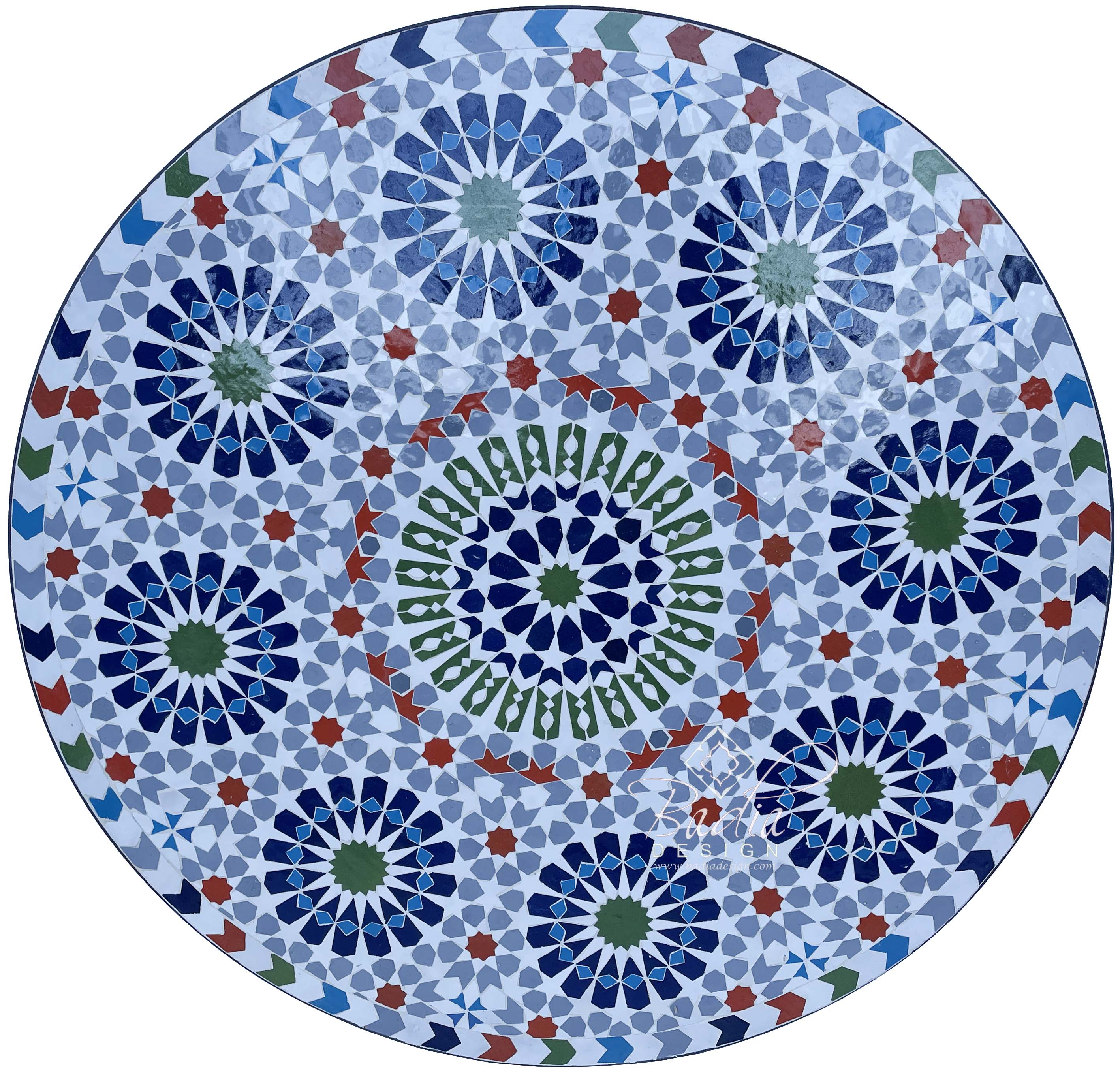36" Intricately Designed and Vivid Color Ceramic Tile Table Top