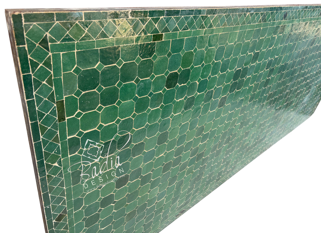 40"W x 96"L Moroccan Multi-Tone Green Mosaic Tile Table