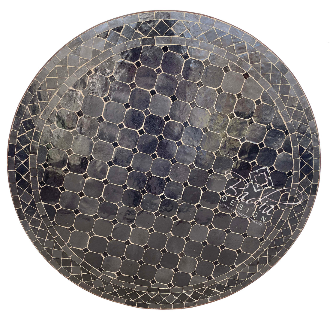 32" Black Ceramic Tile Table Top