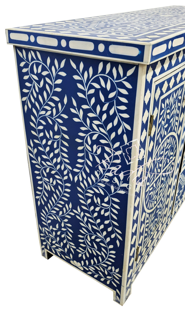 Blue Camel Bone Inlay Dresser with Mirror Set