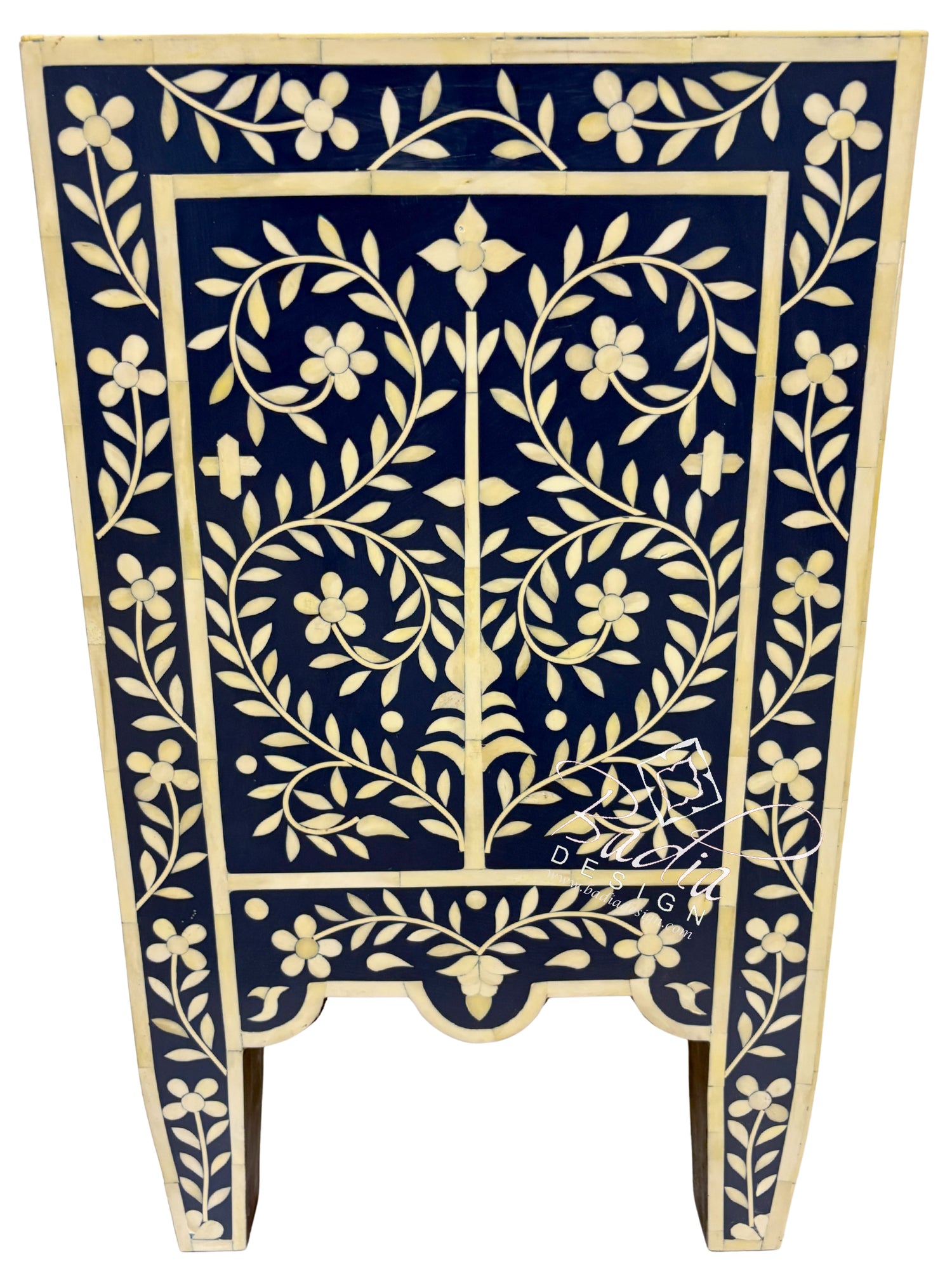 Blue and Off-White Camel Bone Nightstand