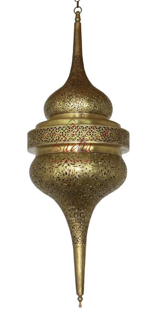 Tall Hand Punched Brass Chandelier