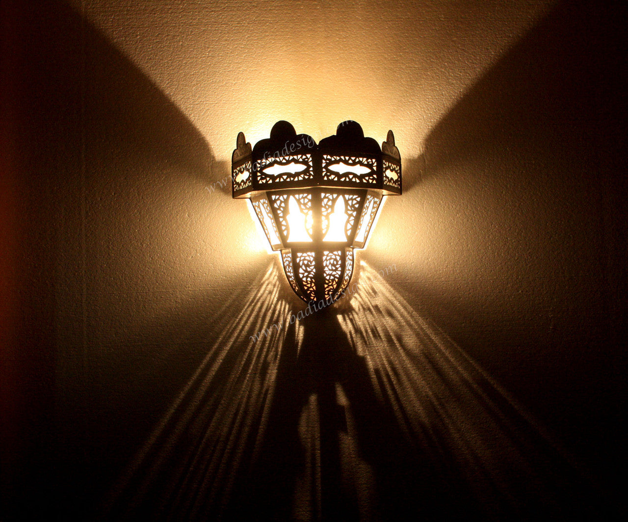 Brass Wall Sconce with White Glass