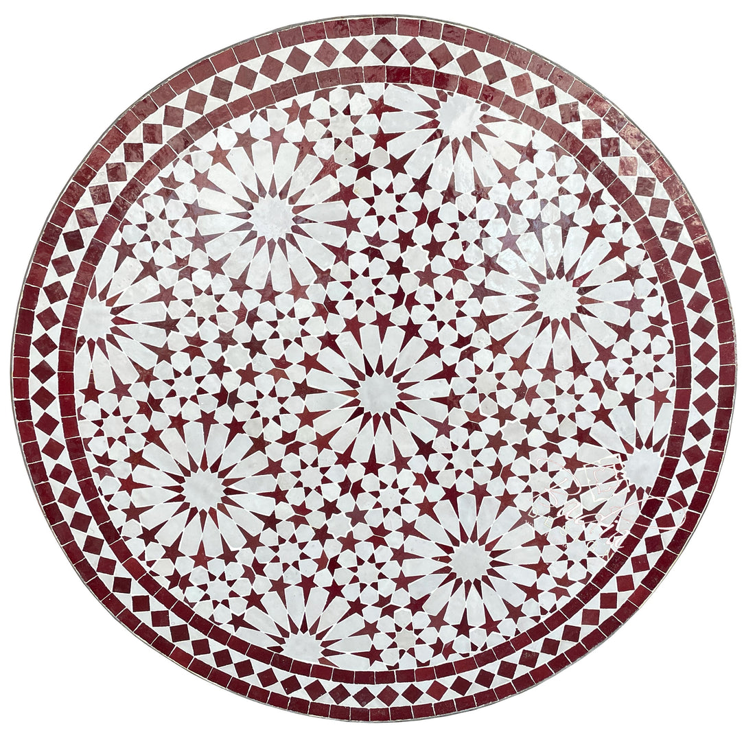 32" Intricately Designed Ceramic Tile Table Top