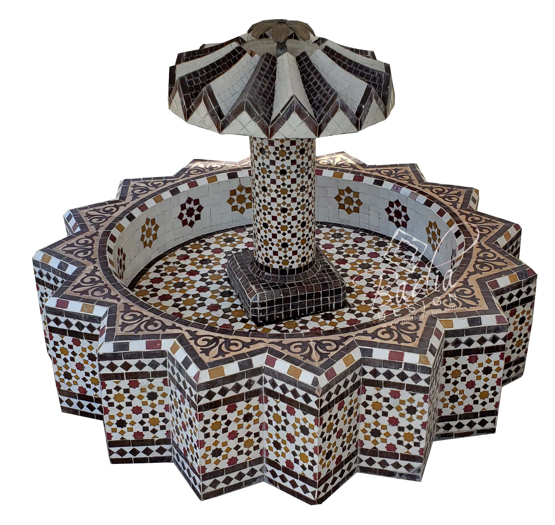 Moroccan Mosaic Star Shaped Floor Water Fountain - MF737