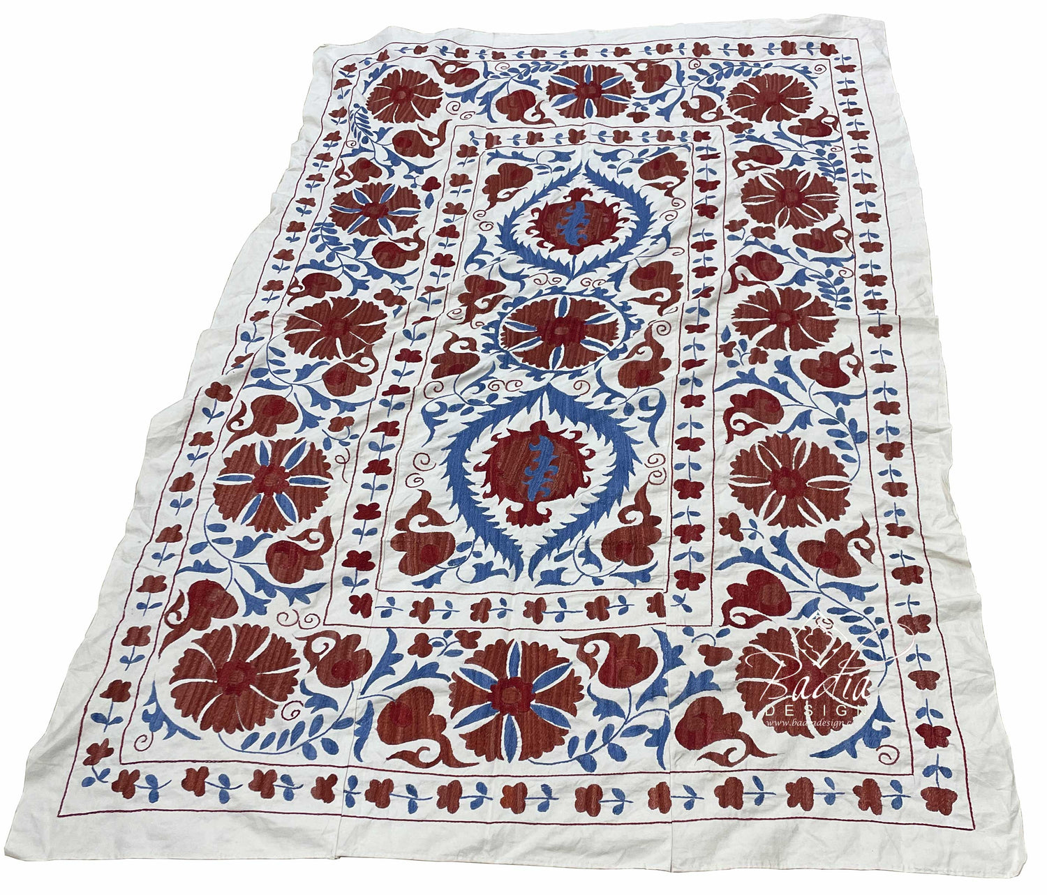 Burgundy Multi-Color Suzani Textile Blanket