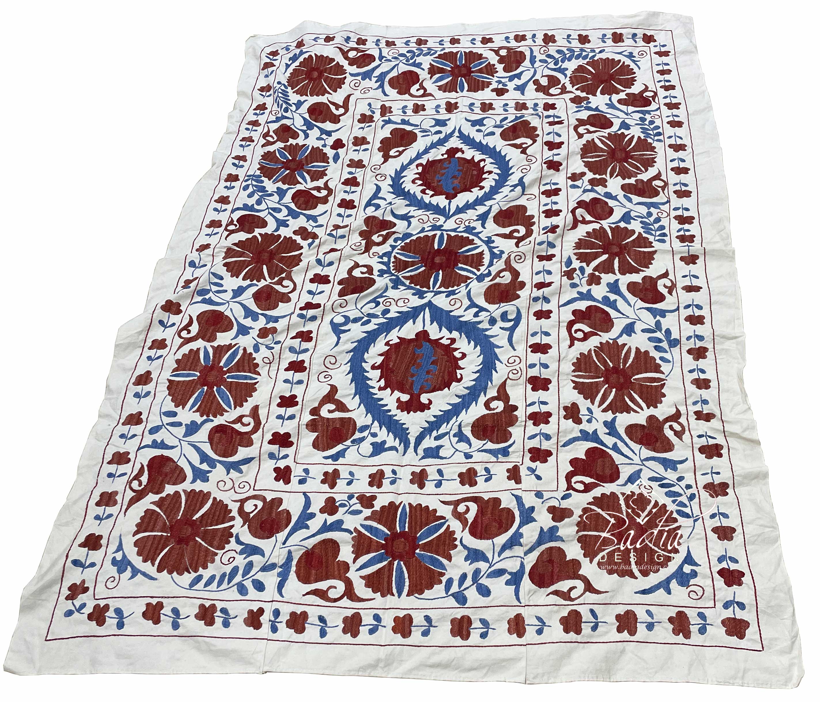Burgundy Multi-Color Suzani Textile Blanket