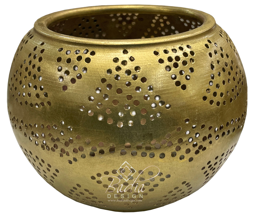 Moroccan Brass Hand Punched Candle Holder