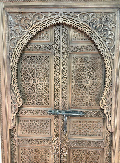 Stained Hand Carved Wooden Door
