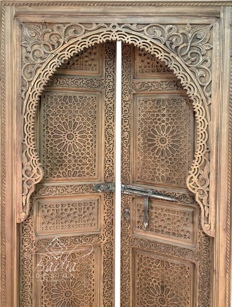 Stained Hand Carved Wooden Door