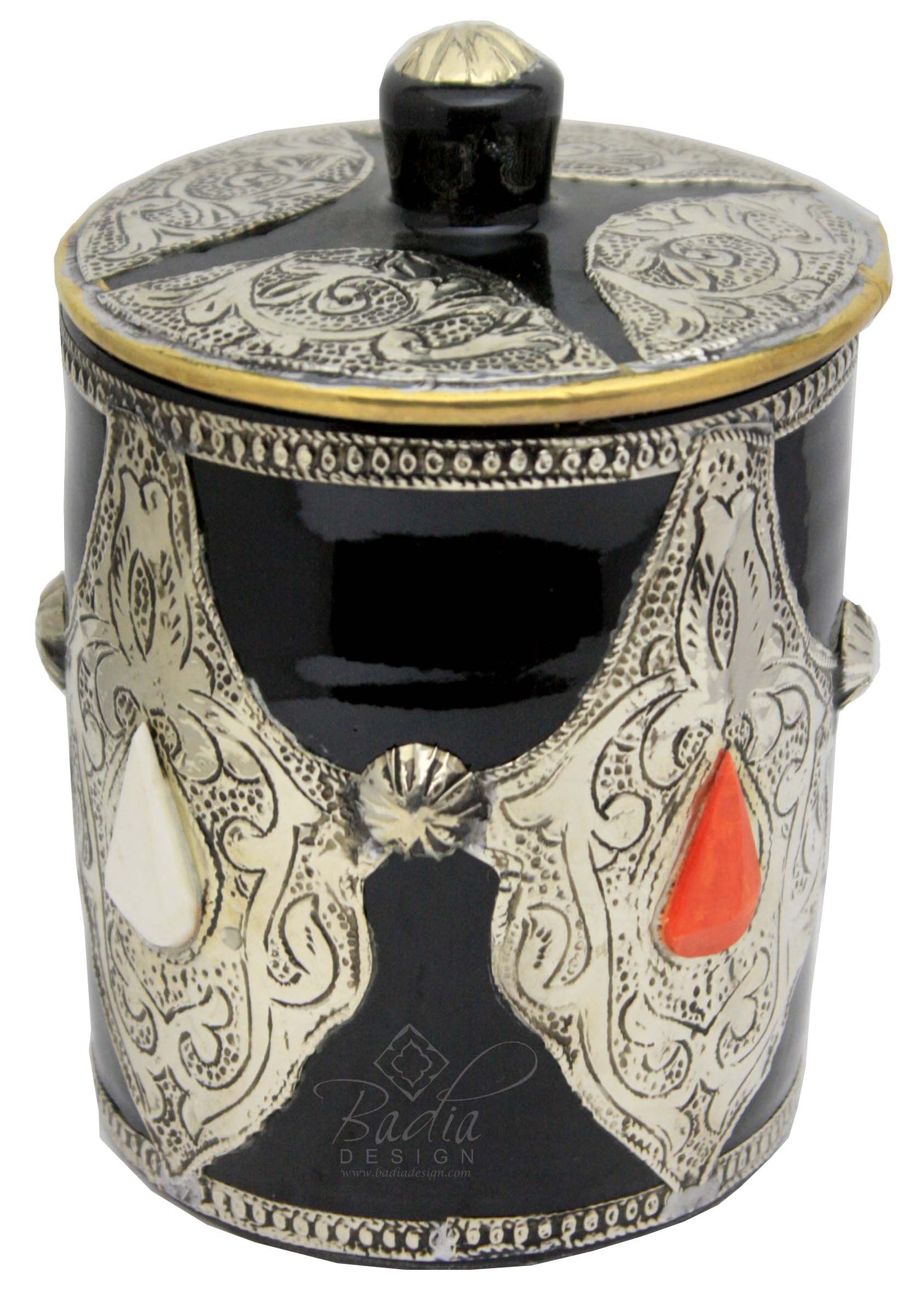 Ceramic Container with Metal and Camel Bone