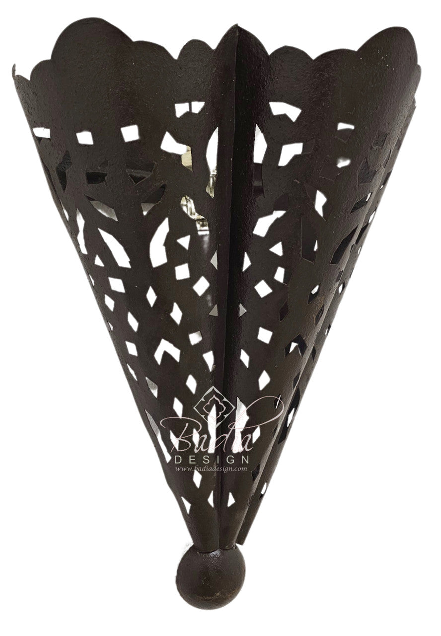 Handcrafted Rustic Iron Wall Sconce with Geometric Pattern