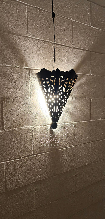 Handcrafted Rustic Iron Wall Sconce with Geometric Pattern
