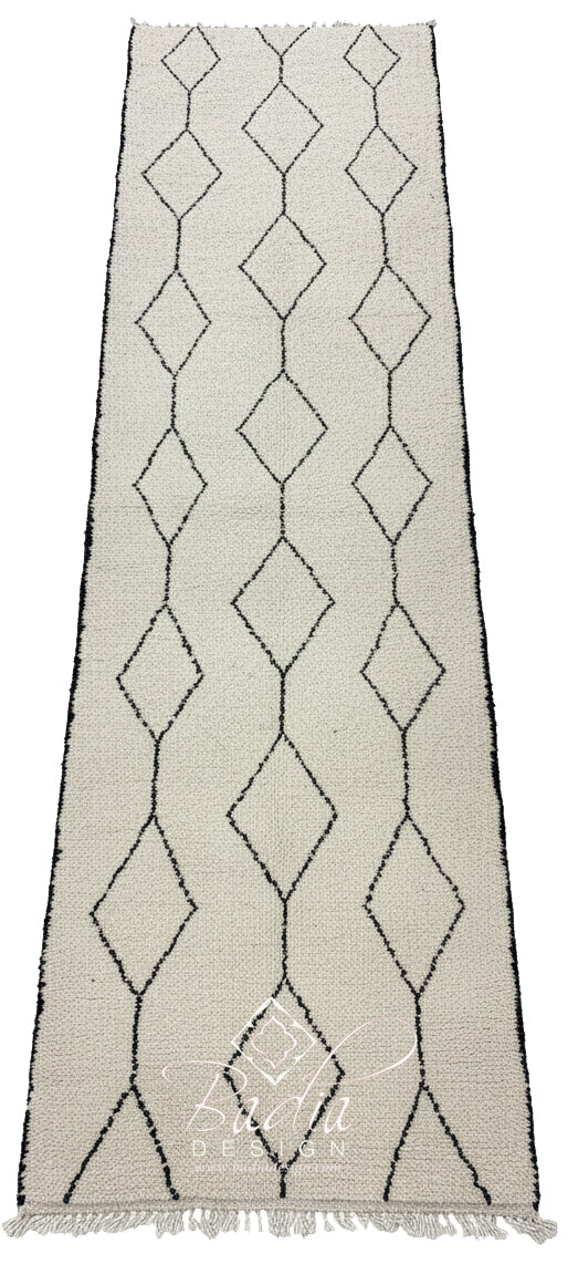 Classic Berber Neutral Runner Rug with Geometric Designs