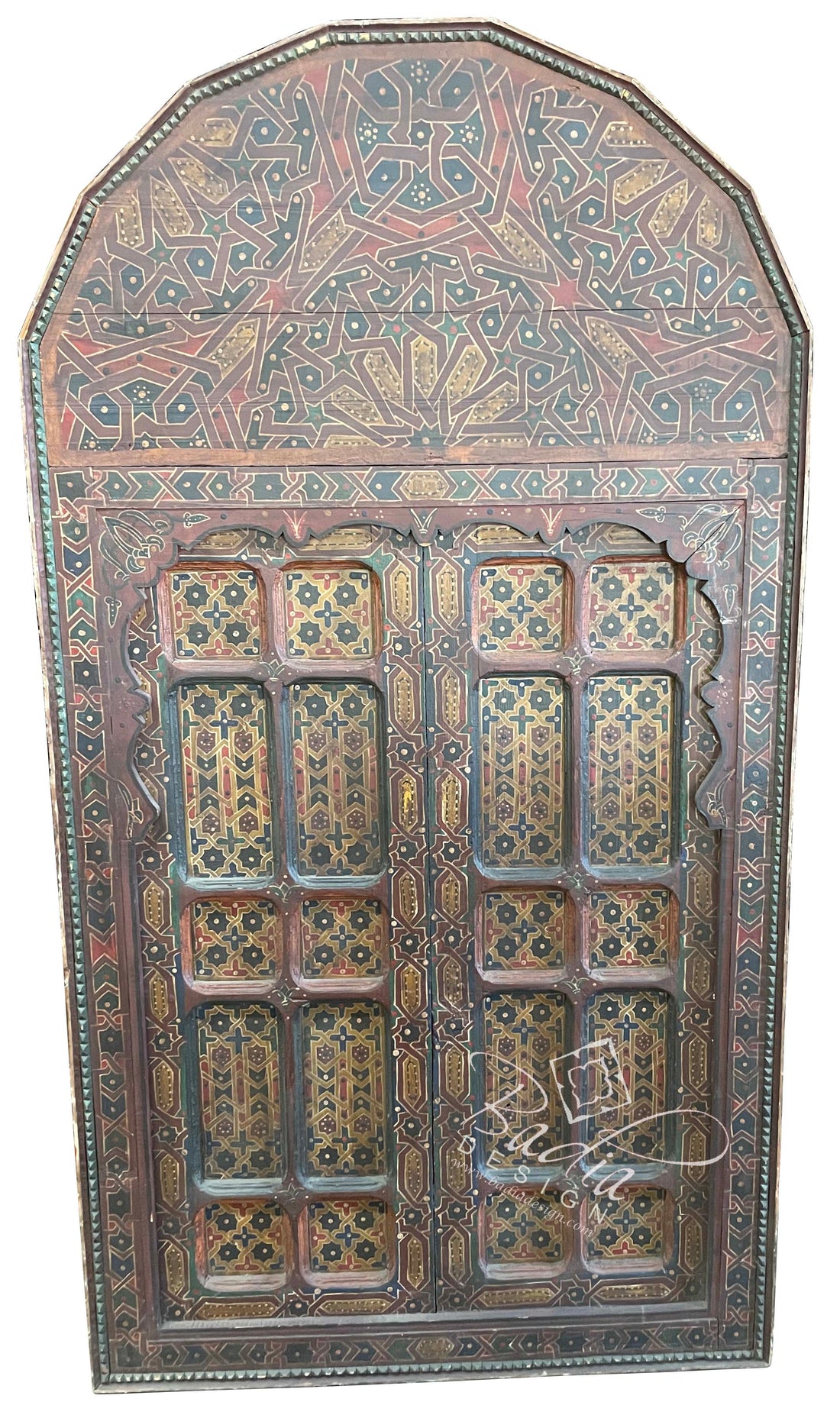 Arch Top Multi-Color Hand Painted Wooden Door